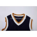 Gilet scolastico da bambino in maglia a contrasto con orlo superiore con codice a barre